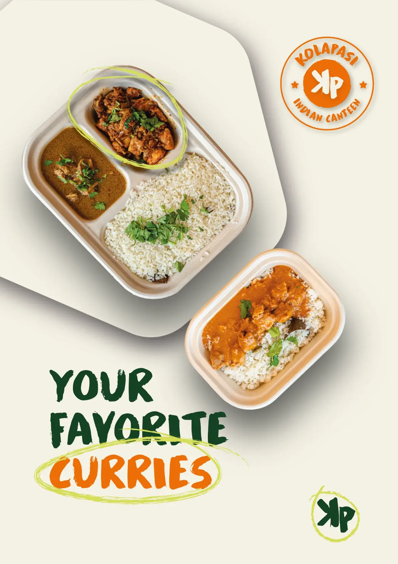 Your favorite curries — Kolapasi trays with curry, rice and butter chicken